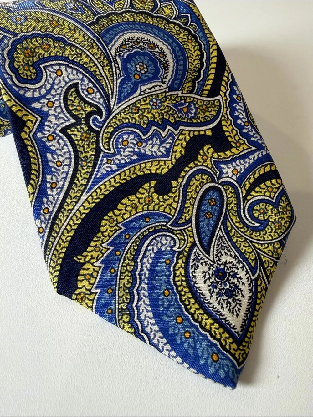 Bullock & Jones Blue and Yellow Paisley Silk Tie Beautiful